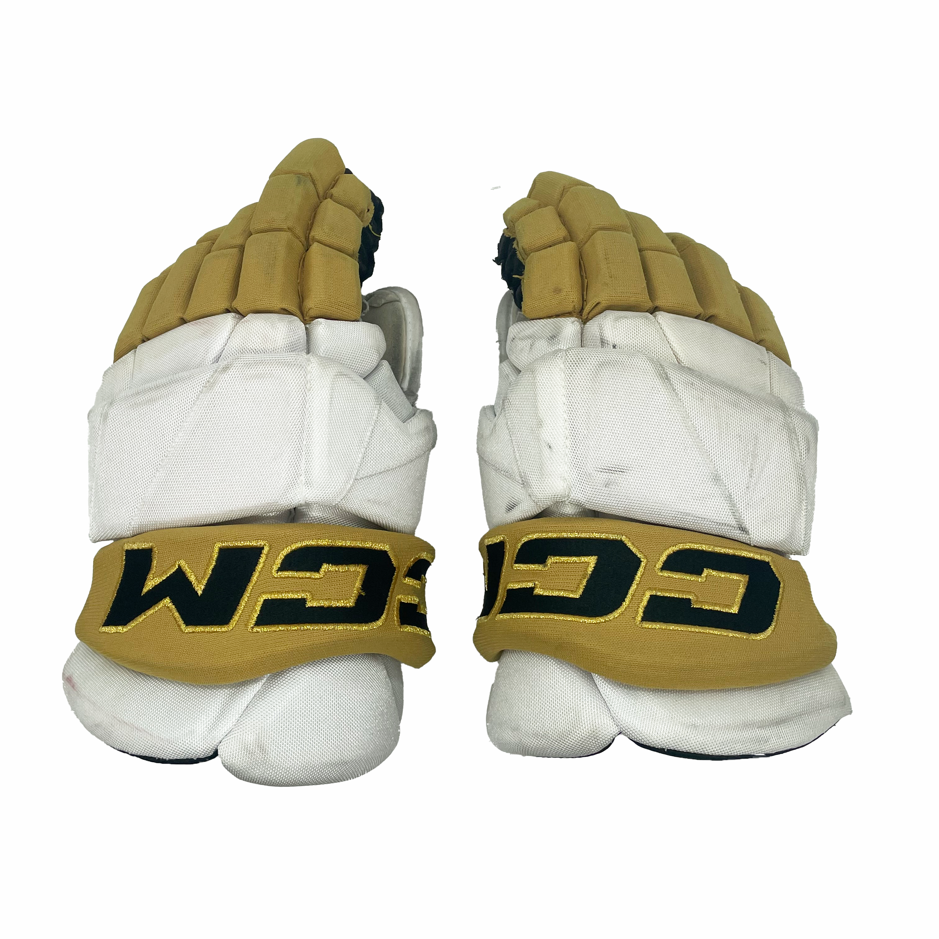 CCM HGPTKXFXP - Gant de hockey d'occasion NHL Pro Stock - Golden Knights de Vegas (blanc/or)